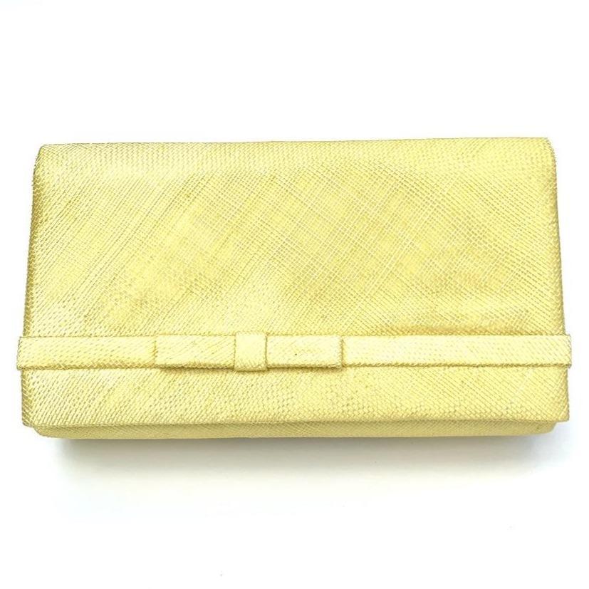 Lemon Sinamay Clutch bag with arm strap