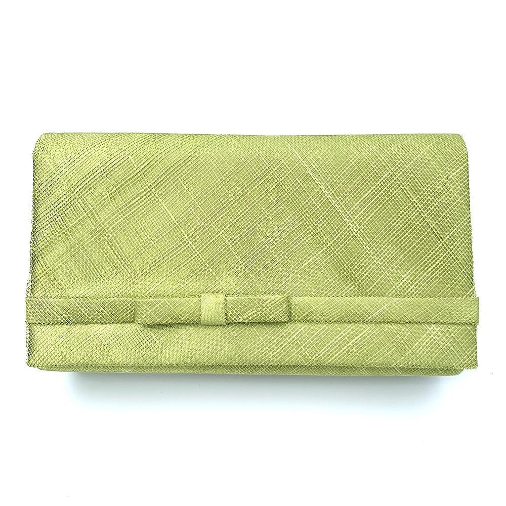 Lime Sinamay Clutch bag with arm strap