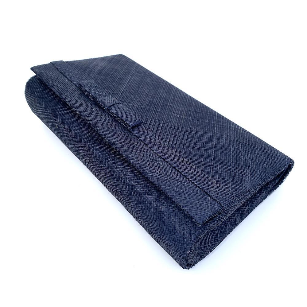 Navy Sinamay Clutch bag with arm strap