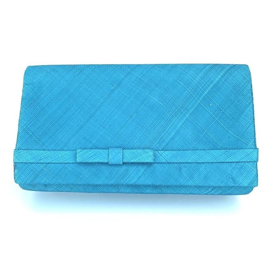 Turquoise Sinamay Clutch bag with arm strap