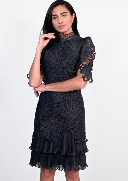 Frank Lyman 229307 Black Embroidered Lace Dress