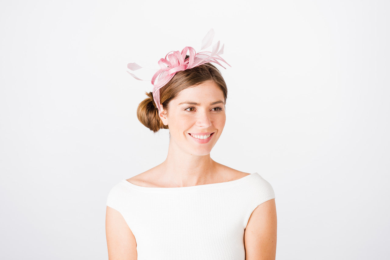 Confetti Pink Fascinator with Loops & Feathers