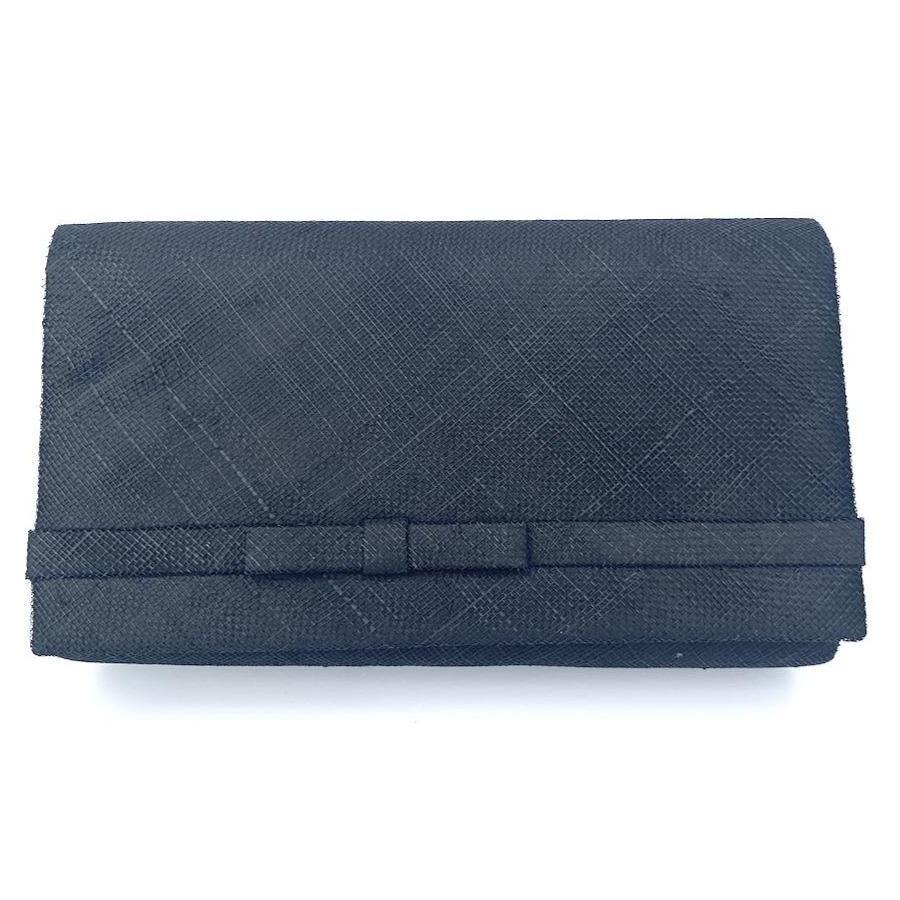 Black Sinamay Clutch bag with arm strap