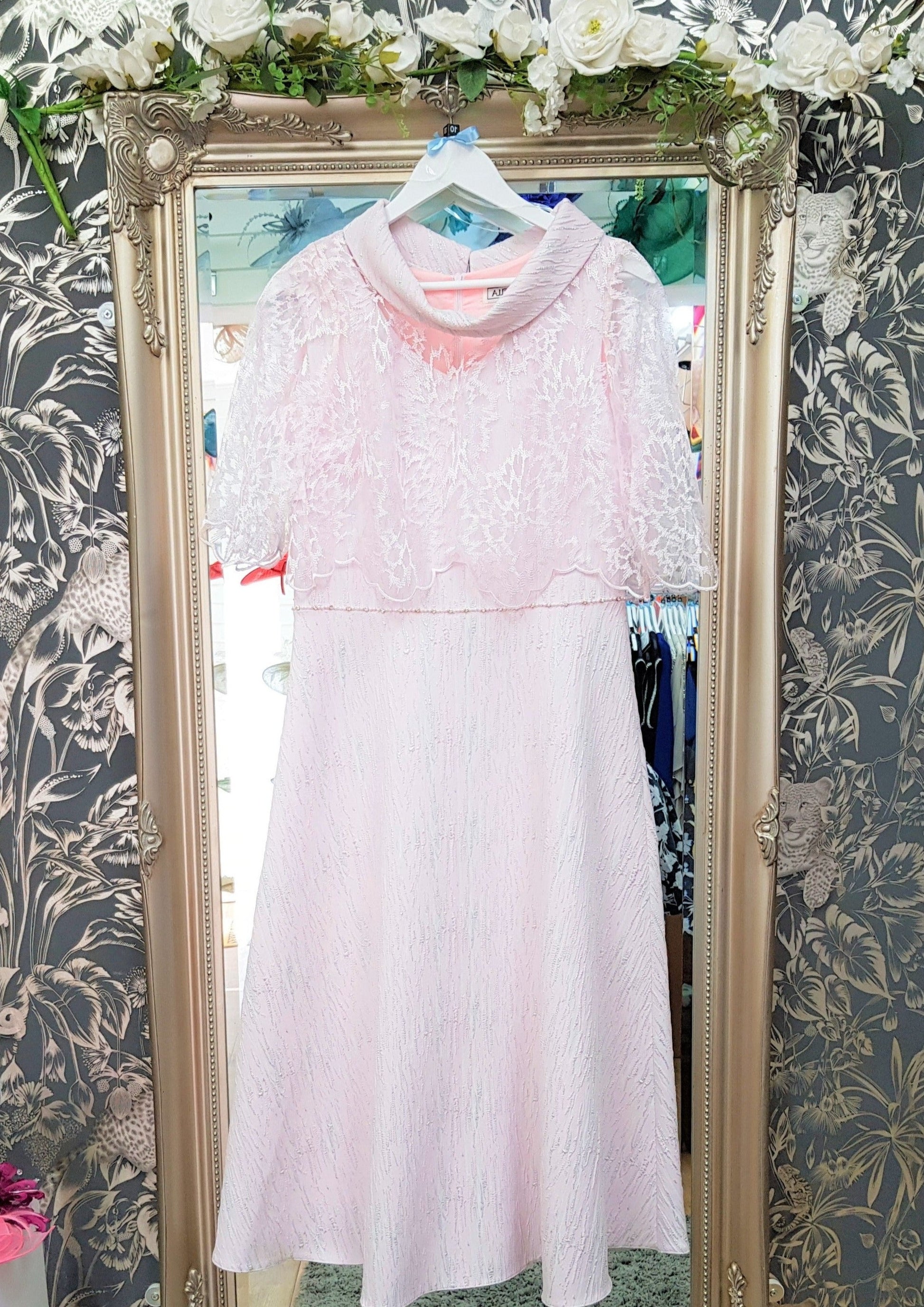 Lizabella 7215 Pale Pink Dress with Lace Jacket